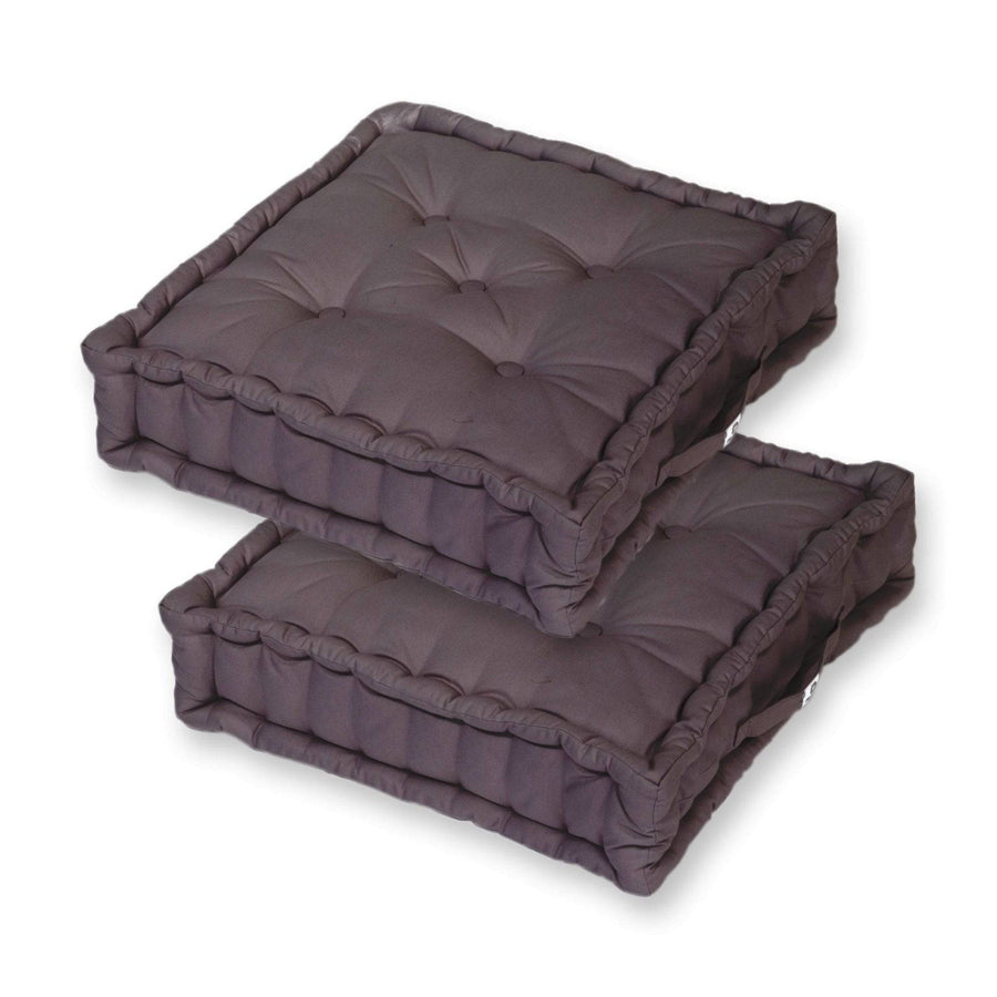 Lote de 2 Cojines de Suelo Gigantes 60x60 Gris Carbón, grosor de 15 cm
