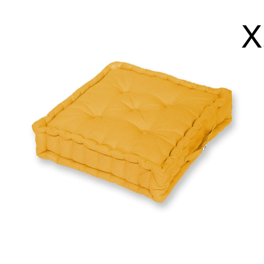 Lot de 2 Coussins de Sol Géant 60x60 Jaune, tissu polyester