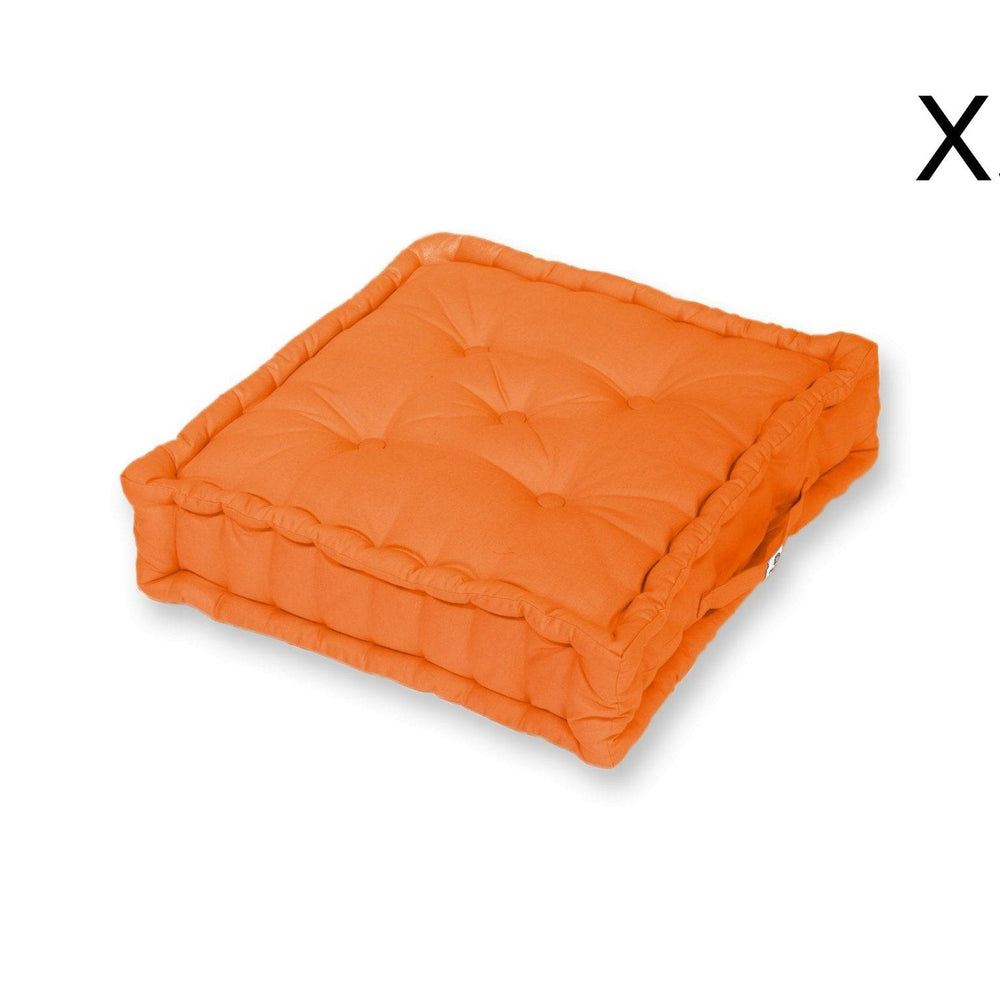 Lote de 2 Cojines de Suelo Gigantes 60x60 Naranja, tejido de poliéster