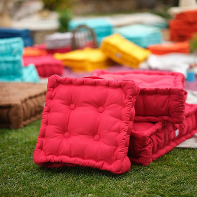 Coussin de sol lot de 2  - 60 x 60 cm Rouge Piment - Deco-arts.fr
