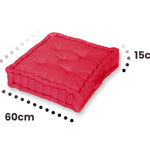 Coussin de sol lot de 2  - 60 x 60 cm Rouge Piment - Deco-arts.fr