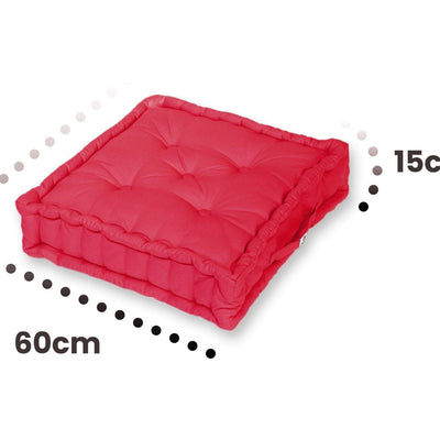 Coussin de sol lot de 2  - 60 x 60 cm Rouge Piment - Deco-arts.fr