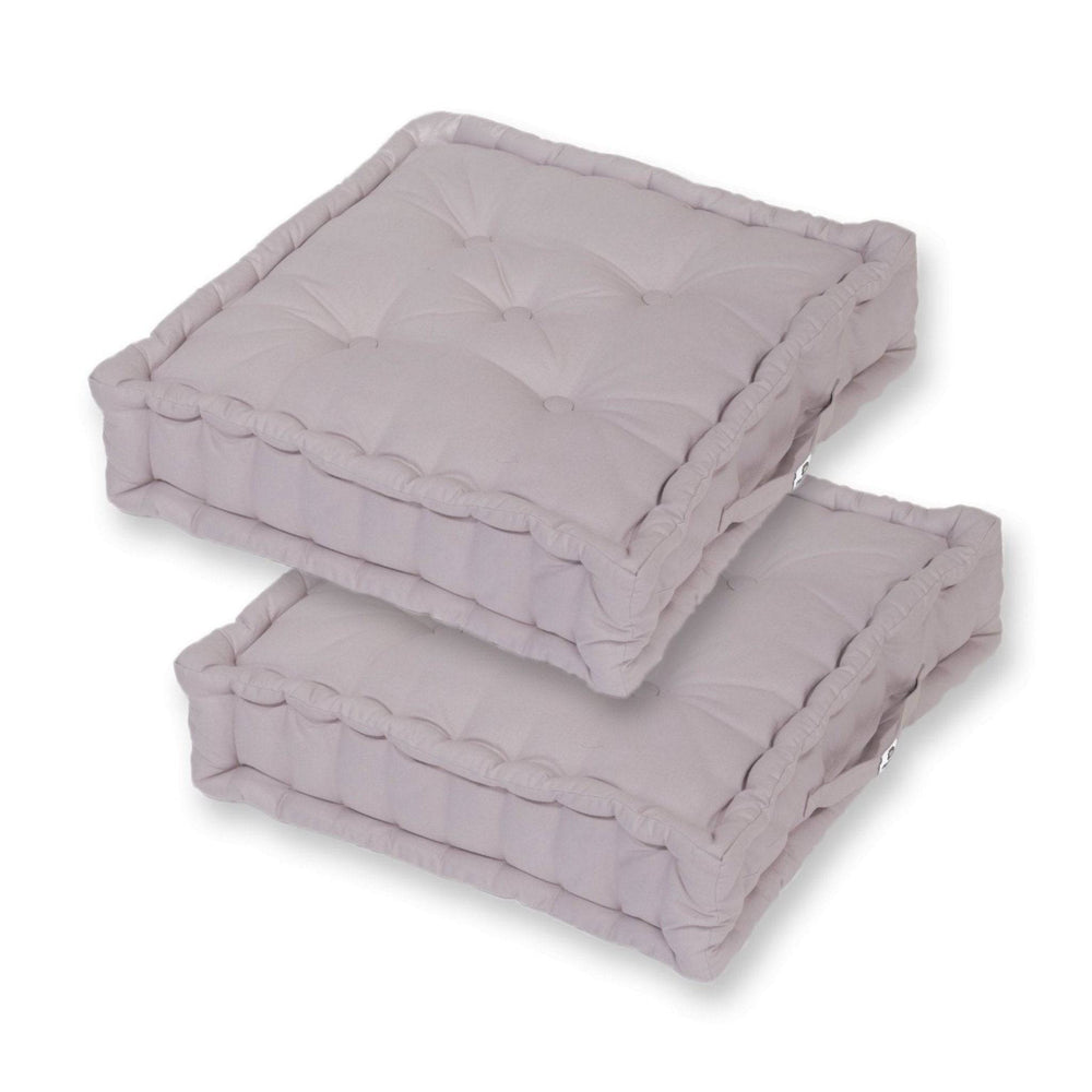Lote de 2 Cojines de Suelo Gigantes 60x60 Gris Guijarro, grosor de 15 cm