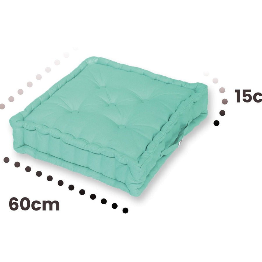 Lote de 2 Cojines de Suelo (60 x H15 cm) Verde Menta, tejido anti-UV e hidrófugo
