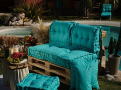 Cojines acolchados para palés 120x80x20cm azul caribeño