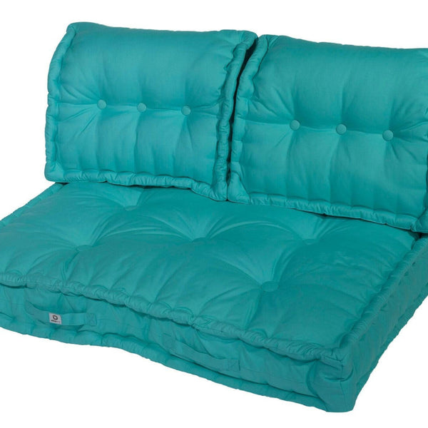 Kit de coussins pour fauteuils Deco Arts, palette Europe 120x80 cm, assise épaisse 20 cm en bleu Caraïbes, incluant un assise et deux dossiers