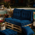 Kit Coussins Palette Europe 120x80 Bleu Pétrole - Assise XXL Épaisse 20cm (1 Assise + 2 Dossiers)
