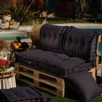 Kit de coussins Palette Europe Deco Arts, assise et dossiers gris carbone, pour fauteuils et canapés, épaisseur 20cm, lot de 3.