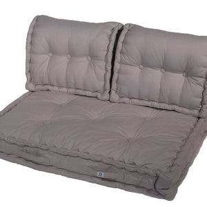 Kit de Cojines para Palé Europeo 120x80 Gris Guijarro - Asiento XXL Grueso 20cm (1 Asiento + 2 Respaldos)