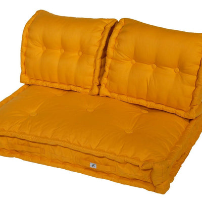 Kit de coussins Deco Arts pour fauteuils et canapés, palette jaune miel, assise XXL 120x80cm, épaisse 20cm, 1 assise + 2 dossiers