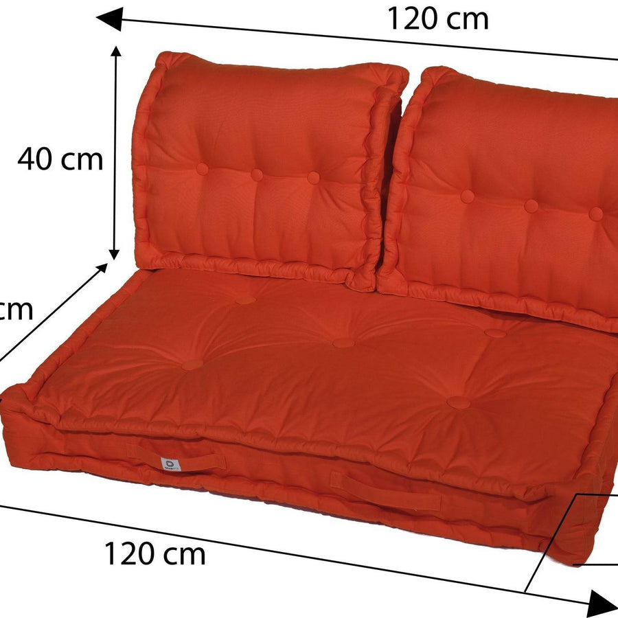 Kit de Cojines para Palé Europeo 120x80 Naranja, relleno de copos de espuma