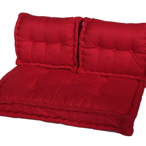 Kit Coussins Palette Europe 120x80 Rouge Piment - Assise XXL Épaisse 20cm (1 Assise + 2 Dossiers)