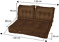 Decorative palette cushions by Decoartss, 120x80cm rust-colored, thick 20cm for sofas and armchairs with one seat and two backrest cushions.