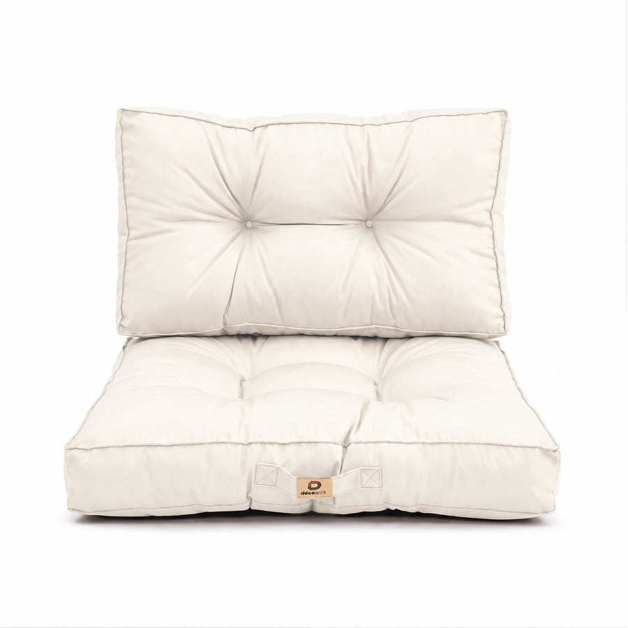 Ensemble coussins capitonné 50x50 Blanc Cassé, vue de face