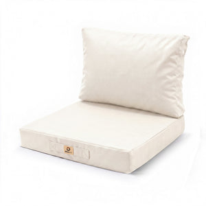 Ensemble Coussins Salon Jardin 50x50 Blanc Cassé - Déhoussable & Anti-UV (Assise + Dossier)