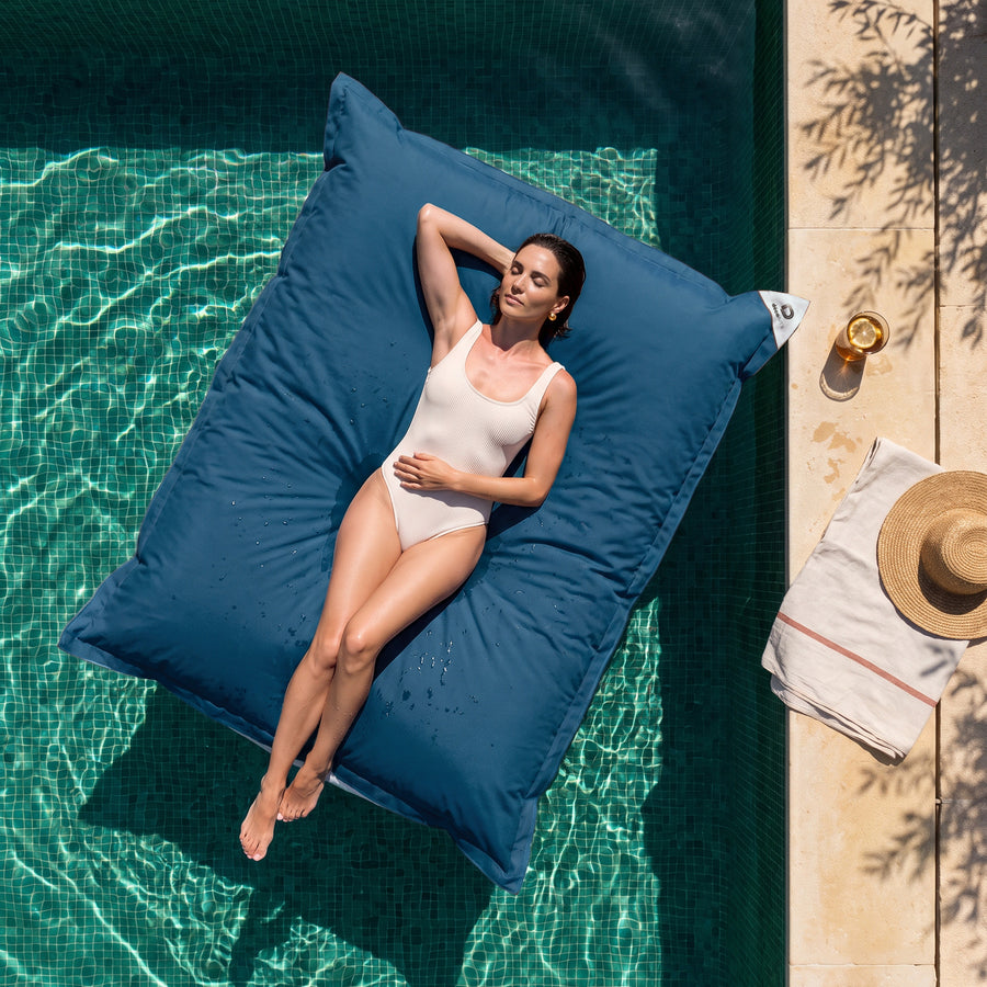 Housse de Pouf Flottant XXL 180x140 Bleu Pétrole - (Housse Seule à Garnir - Spécial Piscine)