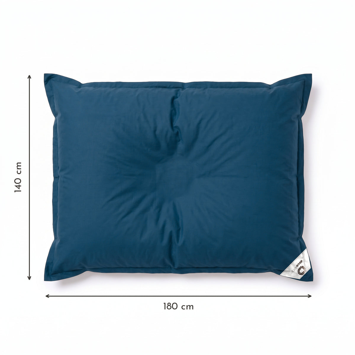 Funda de Puf Flotante XXL 180x140 Azul Petróleo - (Funda para Rellenar - Spécial Piscina) – esquema con medidas