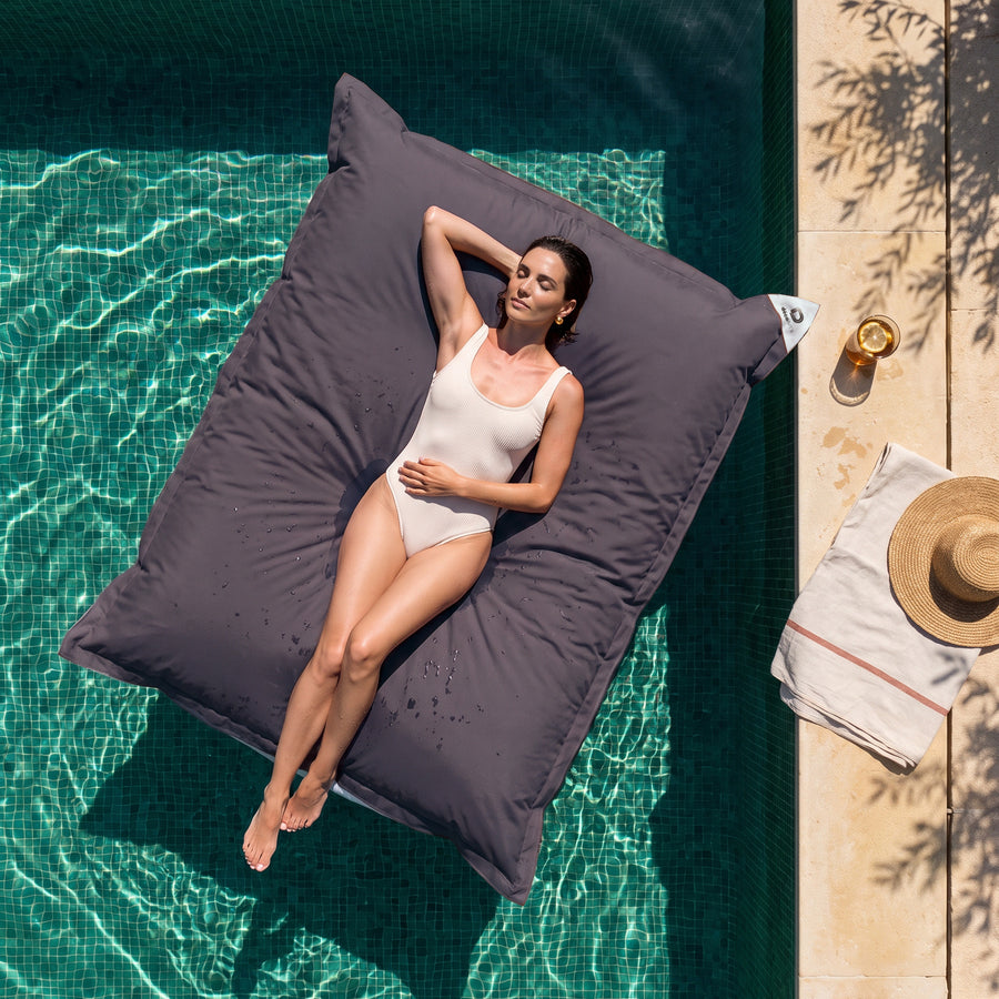 Housse de Pouf Flottant XXL 180x140 Gris Carbone - (Housse Seule à Garnir - Spécial Piscine)
