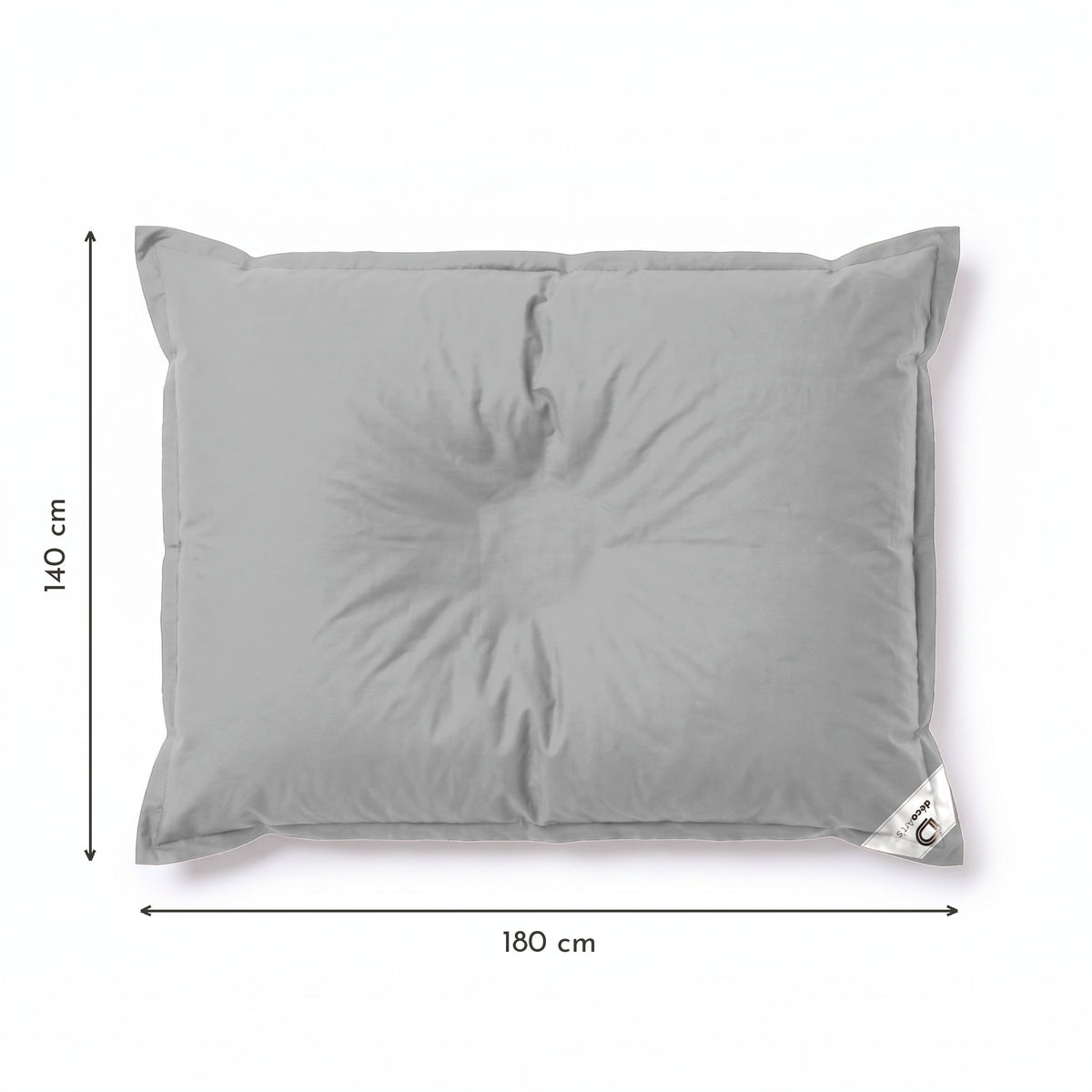 Funda de Puf Flotante XXL 180x140 Gris Guijarro - (Funda para Rellenar - Spécial Piscina) – esquema con medidas