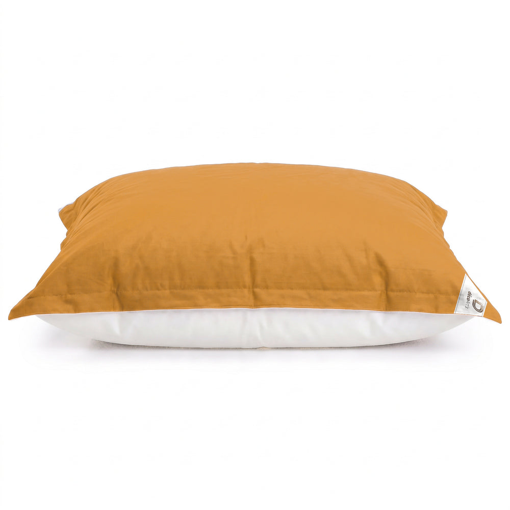 Solo funda, para rellenar – Puf gigante flotante Amarillo Miel de perfil: grosor y base de malla blanca
