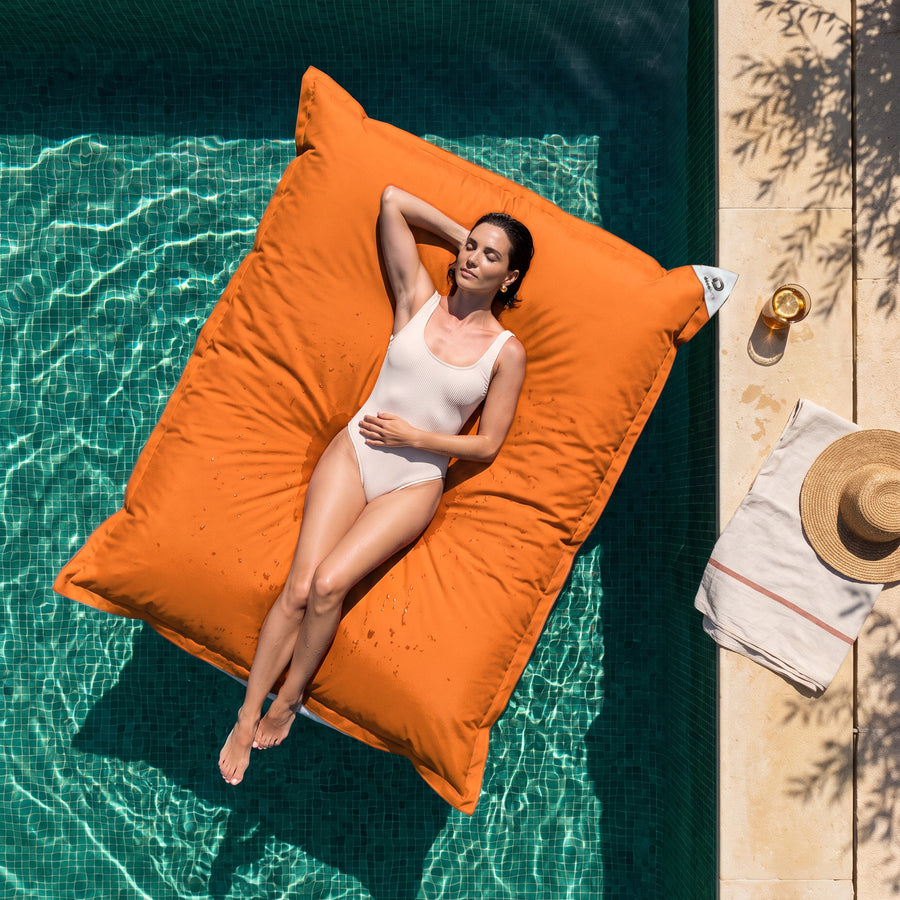 Housse de Pouf Flottant XXL 180x140 Orange - (Housse Seule à Garnir - Spécial Piscine)