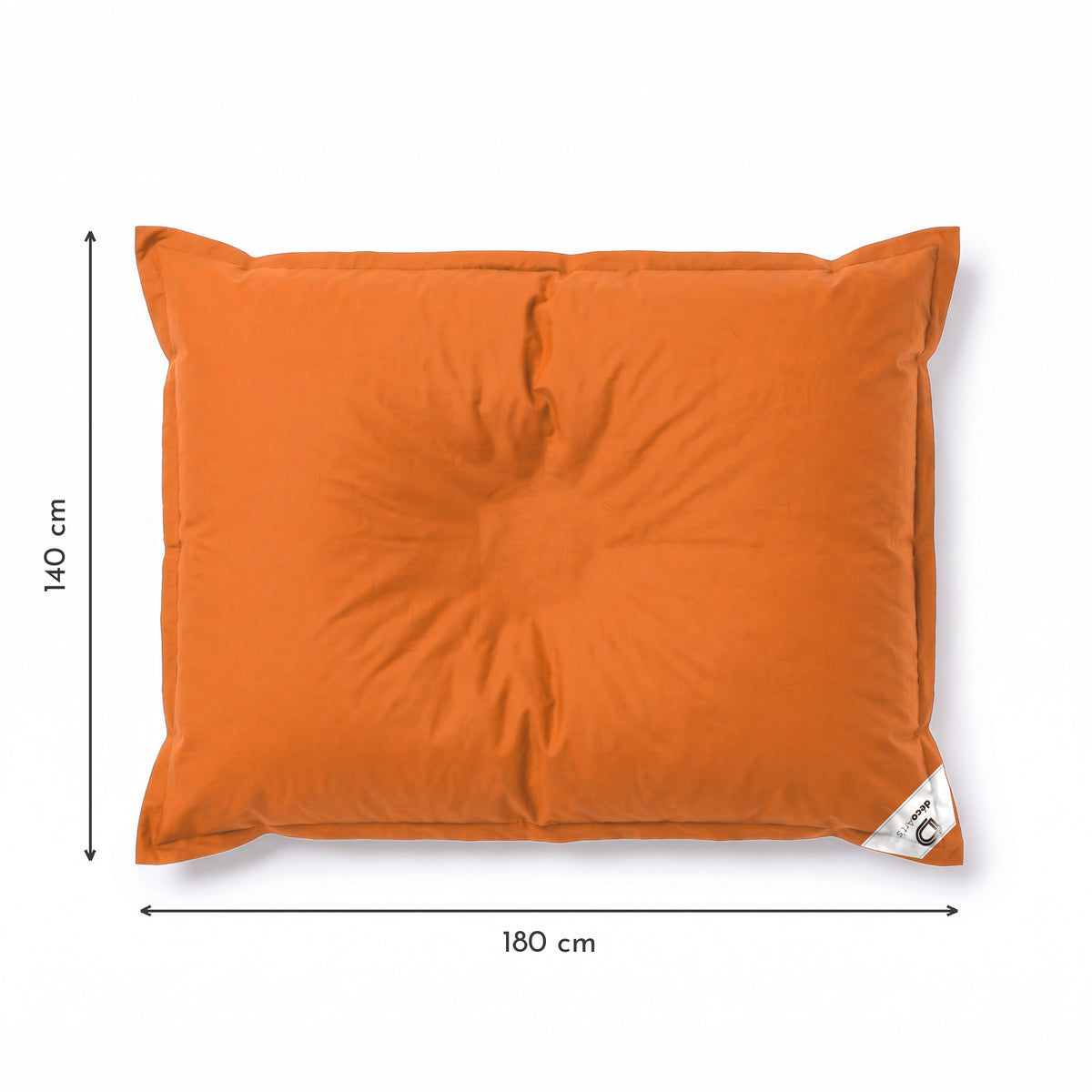 Funda de Puf Flotante XXL 180x140 Naranja - (Funda para Rellenar - Spécial Piscina) – esquema con medidas