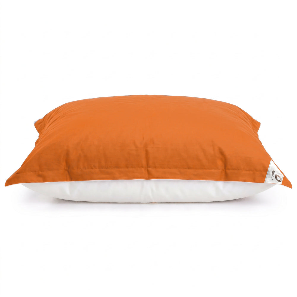 Solo funda, para rellenar – Puf gigante flotante Naranja de perfil: grosor y base de malla blanca