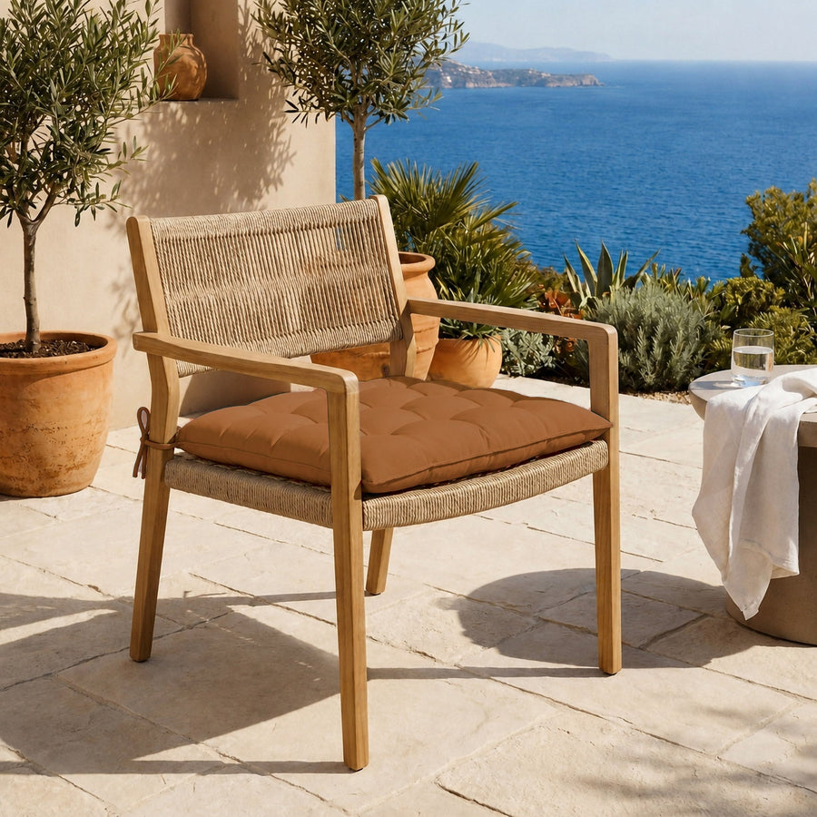 Lot de 4 Galettes de Chaise 40x40 Rouille - Intérieur & Extérieur (Déperlant avec Attaches)