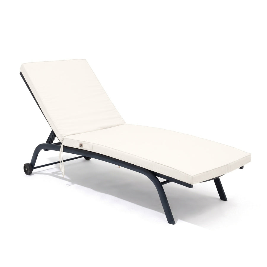 Matelas bain de soleil 185x60 Blanc Cassé posé sur un transat