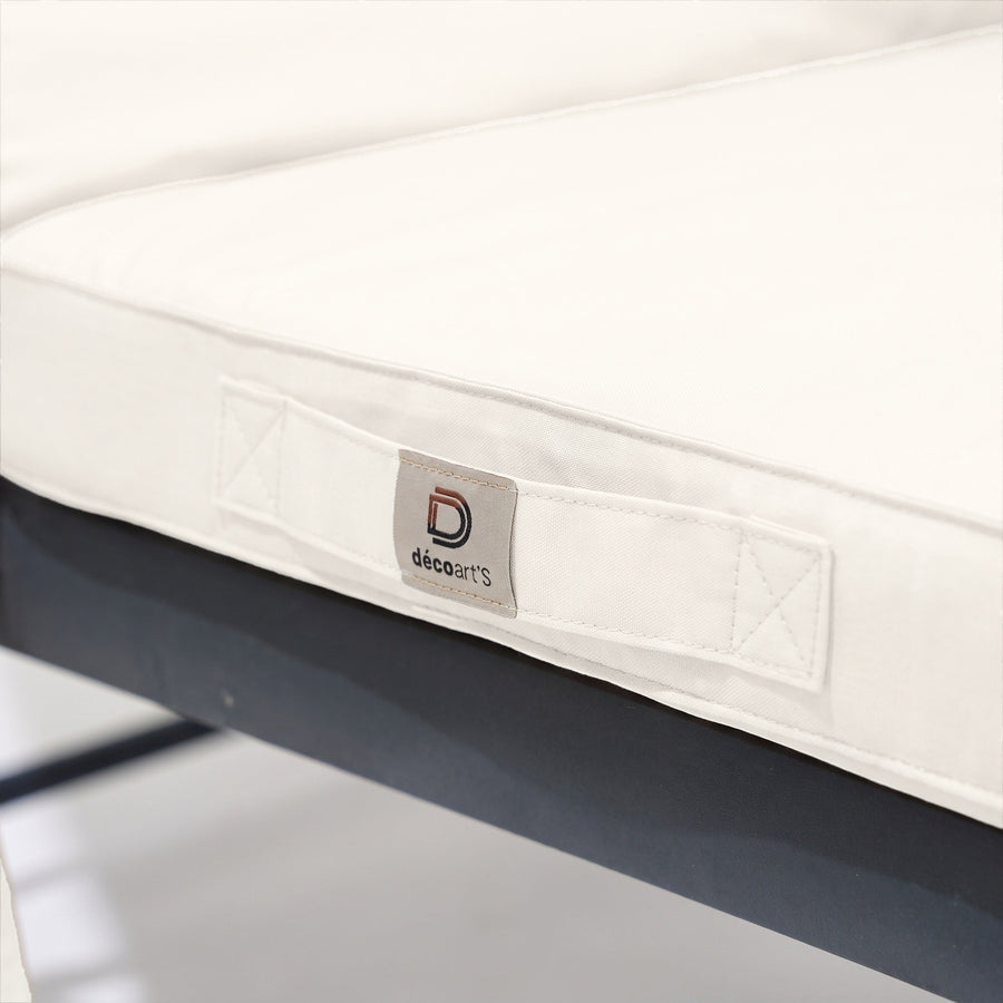 Matelas bain de soleil Blanc Cassé, poignée et étiquette décoArt's