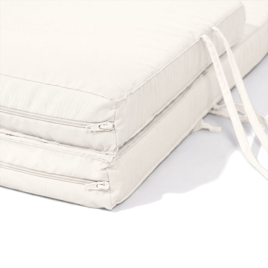 Matelas bain de soleil Blanc Cassé, housse déhoussable à fermeture éclair