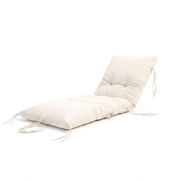 Matelas bain de soleil 185x60 Blanc Cassé avec liens d'attache, sur fond blanc