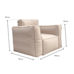 Coussin pour fauteuil de jardin beige 90x75cm en tissu Olefin avec cœur gonflable et pompe incluse, pour fauteuils et canapés.