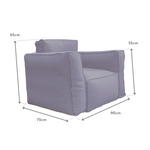 Coussin pour fauteuil de jardin modulable gris clair, tissu Olefin, avec cœur gonflable et pompe incluse.