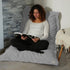 Pouf Intérieur XL - Housse Sherpa (Effet Mouton) Garnissage en flocon de mousse 150x100cm - Gris galet - Deco-arts.fr