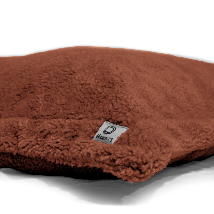 Pouf Intérieur XL - Housse Sherpa (Effet Mouton) Garnissage en flocon de mousse 150x100cm - Terracotta - Deco-arts.fr