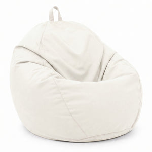 Pouf Poire XL 110x120 Blanc Cassé - Déhoussable & Imperméable (Garni Billes)